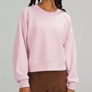 Lululemon NWT Perfectly Oversized Cropped Crew Pink Peony Sz 8